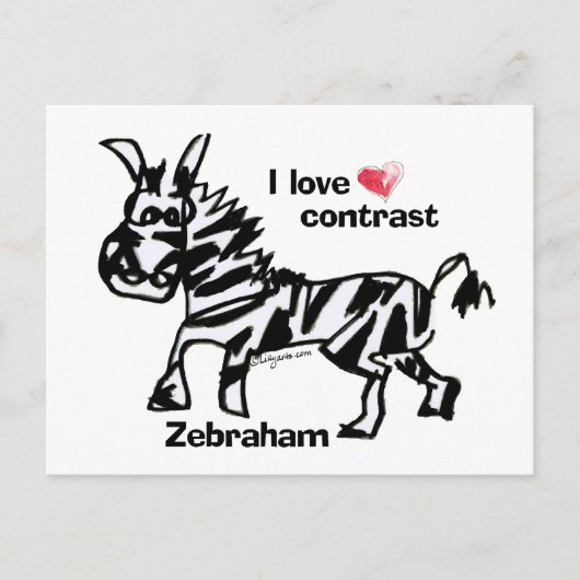Zebraham- Ik hou van contrast Briefkaart (Voorkant)