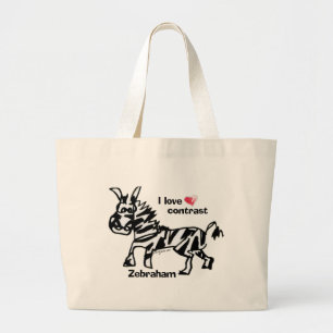 Zebraham- Ik hou van contrast Grote Tote Bag