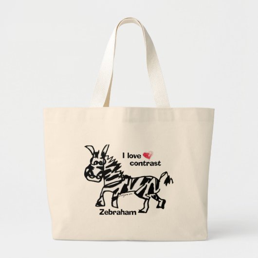 Zebraham- Ik hou van contrast Grote Tote Bag (Voorkant)