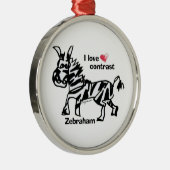 Zebraham- Ik hou van contrast Metalen Ornament (Rechts)