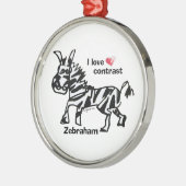 Zebraham- Ik hou van contrast Metalen Ornament (Links)