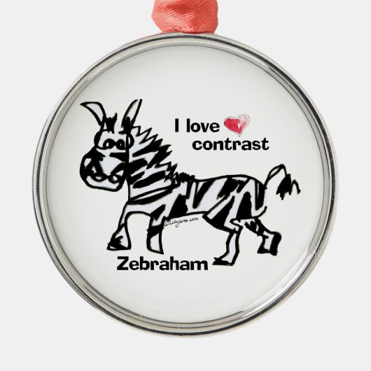 Zebraham- Ik hou van contrast Metalen Ornament (Voorkant)