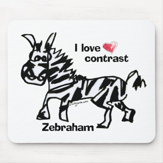 Zebraham- Ik hou van contrast Muismat (Voorkant)