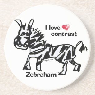 Zebraham- Ik hou van contrast Zandsteen Onderzetter