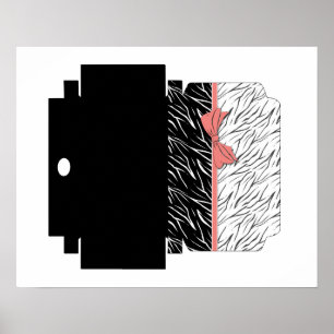 Zebrahuid zwart wit tijger leer strepen roze poster