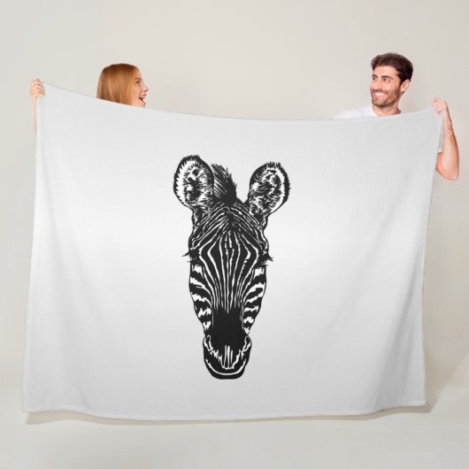 Zebrakop op Zilver Fleece Deken (In situ)