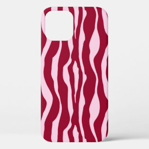 Zebralijnen - Bourgogne en roze iPhone 12 Pro Hoesje