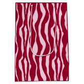 Zebralijnen - Bourgogne en roze Medium Cadeauzakje (Achterkant)