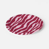 Zebralijnen - Bourgogne en roze Papieren Bordje (Gekanteld)