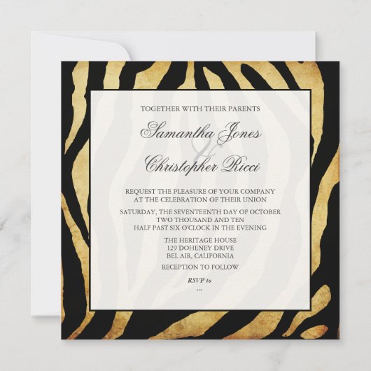 Zebralijnen, bruiloft Kaart (Achterkant)