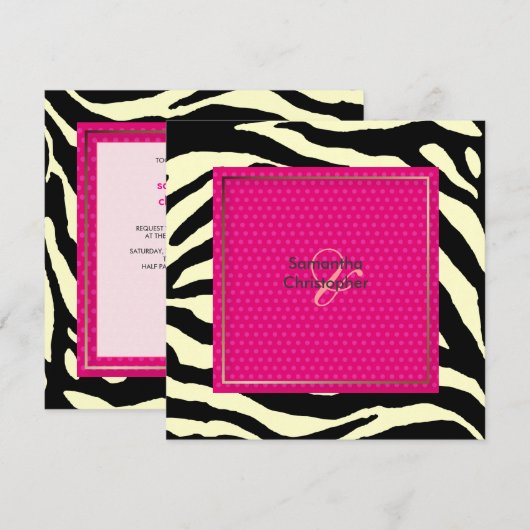 Zebralijnen/bruiloft Kaart (Voorkant / Achterkant)