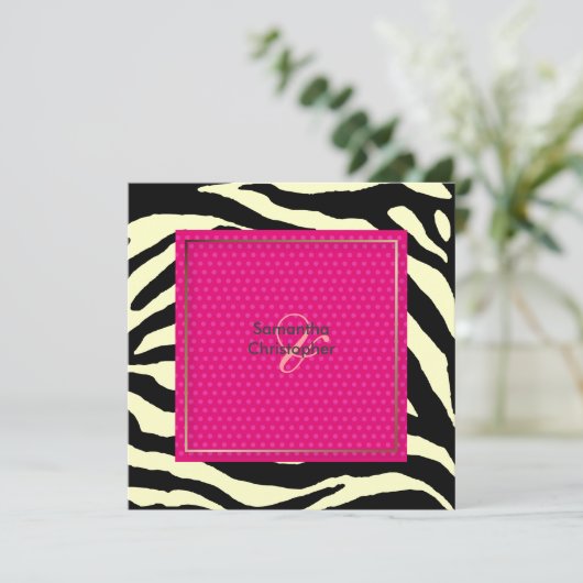 Zebralijnen/bruiloft Kaart (Staand voorkant)