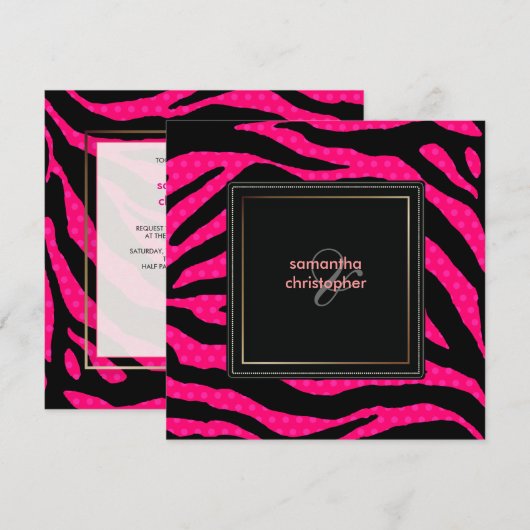 Zebralijnen/bruiloft Kaart (Voorkant / Achterkant)