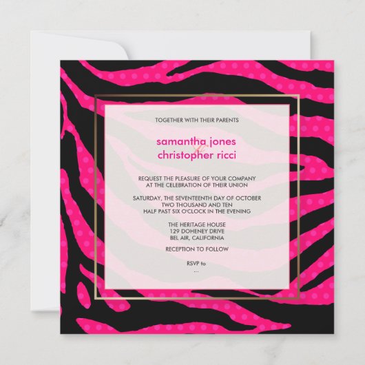 Zebralijnen/bruiloft Kaart (Achterkant)