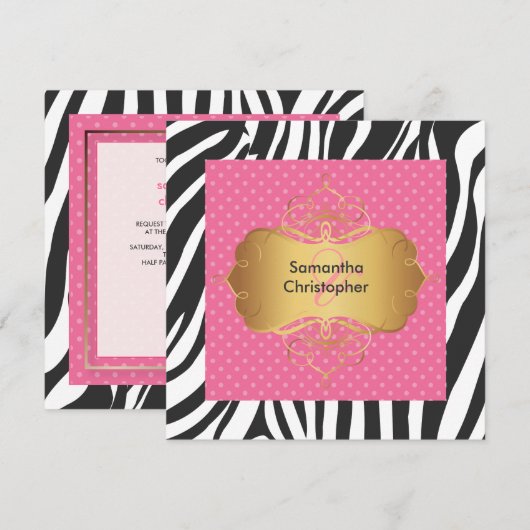 Zebralijnen/bruiloft Kaart (Voorkant / Achterkant)