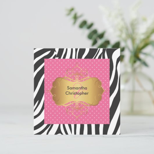 Zebralijnen/bruiloft Kaart (Staand voorkant)