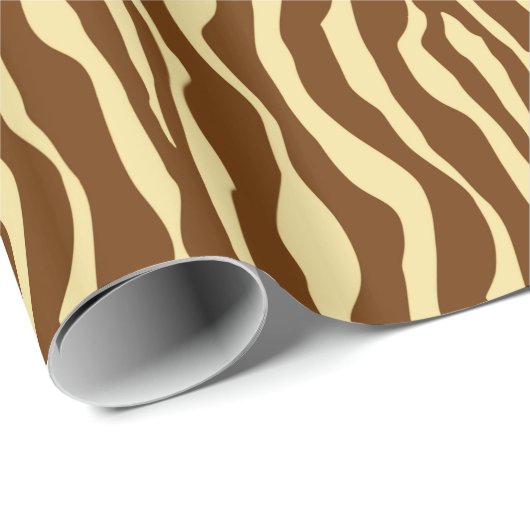 Zebralijnen - Chocolade Brown en Camel Tan Cadeaupapier (Rol Hoek)