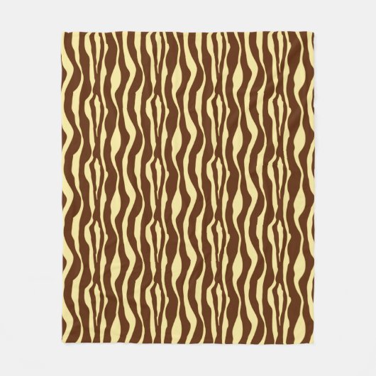Zebralijnen - Chocolade Brown en Camel Tan Fleece Deken (Voorkant)