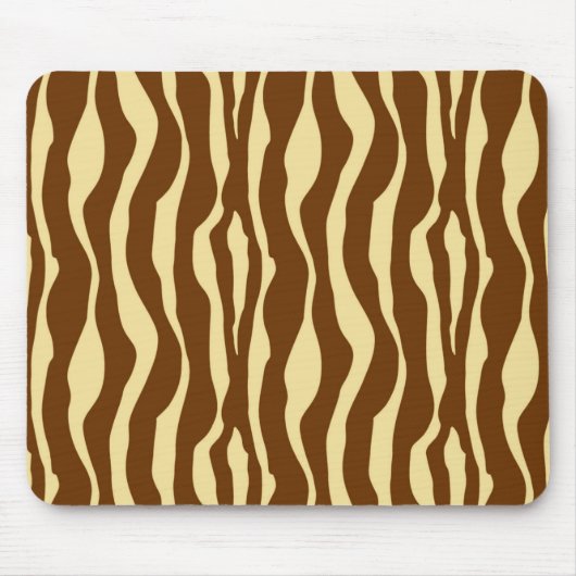 Zebralijnen - Chocolade Brown en Camel Tan Muismat (Voorkant)