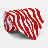 Zebralijnen - Diep rood en wit Stropdas (Opgerold)