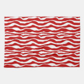 Zebralijnen - Diep rood en wit Theedoek (Horizontaal)