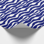 Zebralijnen - Donker kobalt blauw en wit Cadeaupapier (Hoek)
