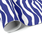 Zebralijnen - Donker kobalt blauw en wit Cadeaupapier (Rol Hoek)