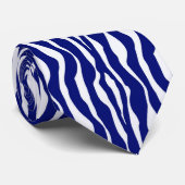 Zebralijnen - Donker kobalt blauw en wit Stropdas (Opgerold)