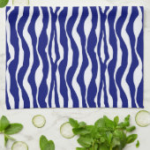 Zebralijnen - Donker kobalt blauw en wit Theedoek (Gevouwen)