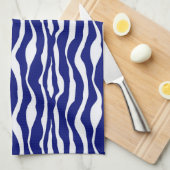 Zebralijnen - Donker kobalt blauw en wit Theedoek (Quarter Fold)