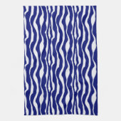Zebralijnen - Donker kobalt blauw en wit Theedoek (Verticaal)