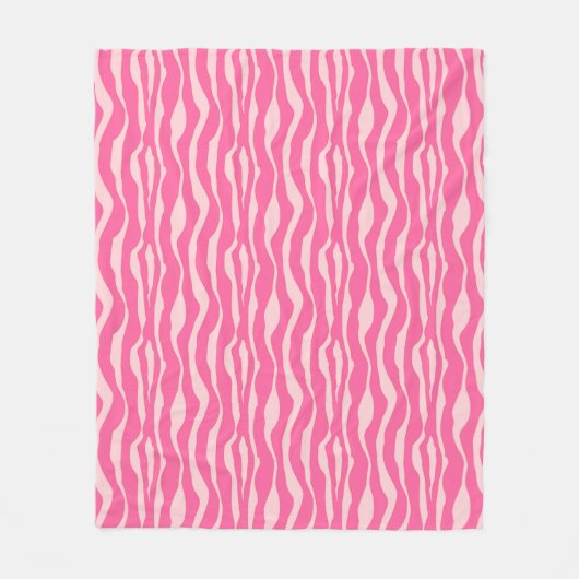 Zebralijnen - Fuchsia en lichtroze Fleece Deken (Voorkant)