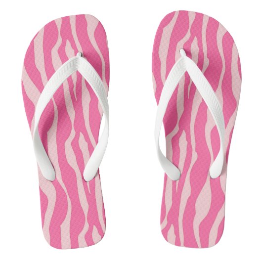 Zebralijnen - Fuchsia en lichtroze Teenslippers (Voetbed)