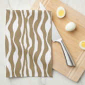 Zebralijnen - Taupe Tan en White Theedoek (Quarter Fold)