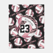 zebralijnen w girale roze volleybal fleece deken (Voorkant)