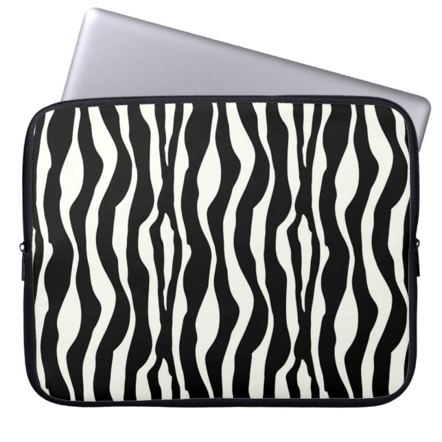 Zebralijnen - Zwart-wit Laptop Sleeve (Voorkant)