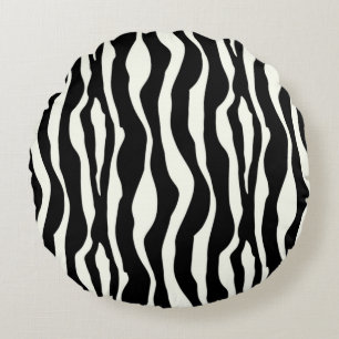 Zebralijnen - Zwart-wit Rond Kussen