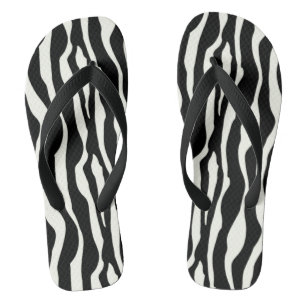 Zebralijnen - Zwart-wit Teenslippers