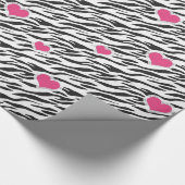 Zebrapatroon en roze hartenpapier cadeaupapier (Hoek)