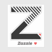 Zebrapatroon Lijnstijl Letter Z Monogram Sticker (Vel)