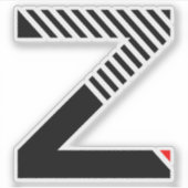 Zebrapatroon Lijnstijl Letter Z Monogram Sticker (Voorkant)