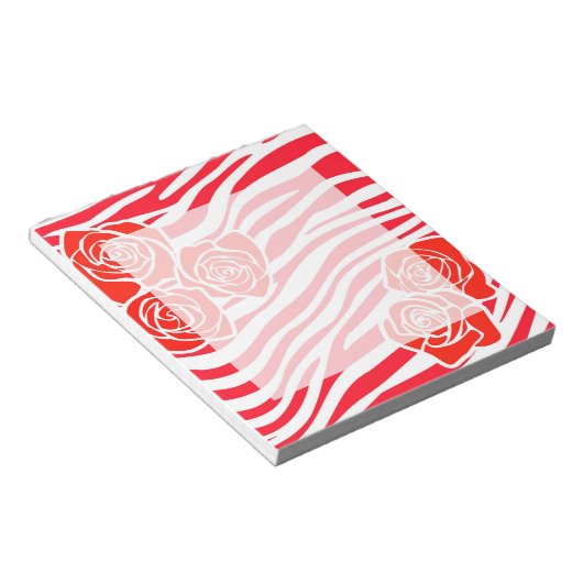 Zebrapatroon + rode rozen notitieblok (Schuin)
