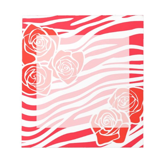 Zebrapatroon + rode rozen notitieblok (Voorkant)