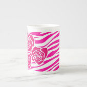 Zebrapatroon + roze rozen Espresso / Jumbo Mok (Voorkant)