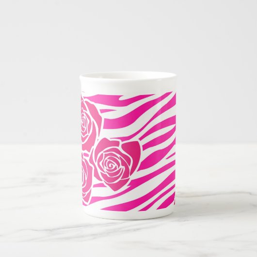 Zebrapatroon + roze rozen Espresso / Jumbo Mok (Voorkant)