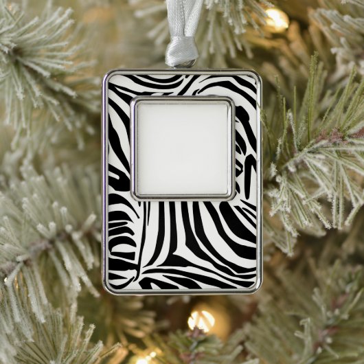 Zebrapatroon Verzilverd Omlijst Ornament (Boom)