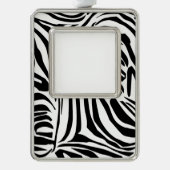 Zebrapatroon Verzilverd Omlijst Ornament (Voorkant)