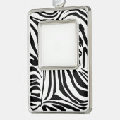 Zebrapatroon Verzilverd Omlijst Ornament (Links)
