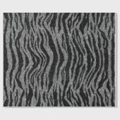 Zebrapriem Zwart en Grijs Zilver Cadeaupapier (Vlak)