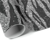 Zebrapriem Zwart en Grijs Zilver Cadeaupapier (Rol Hoek)